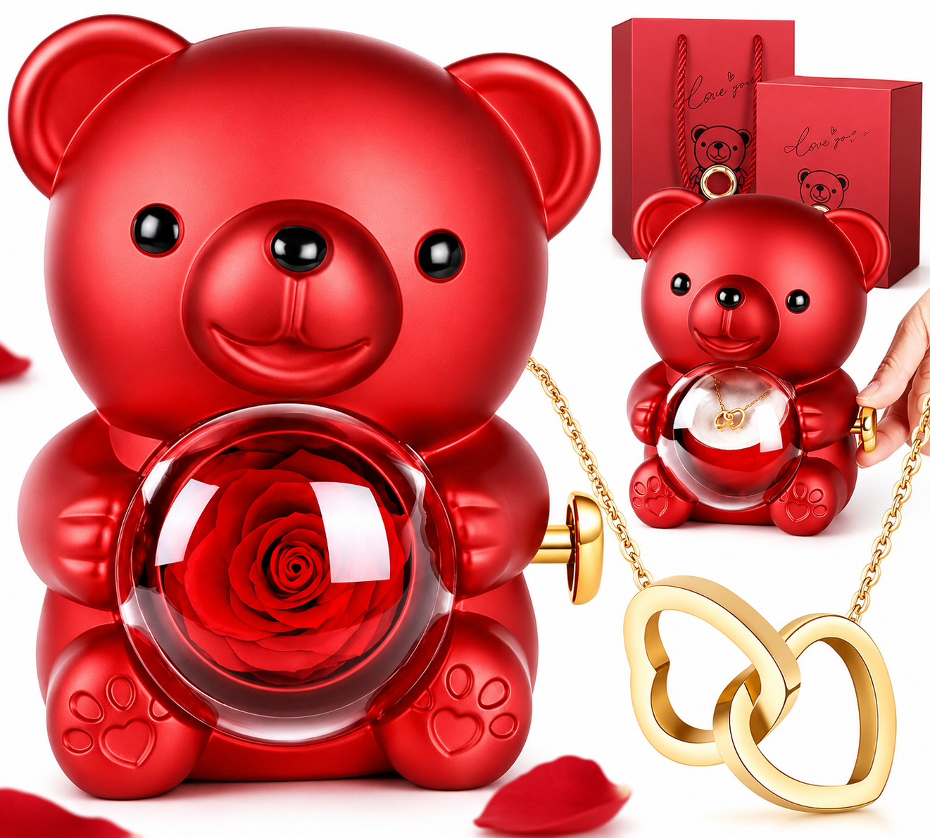 🌹 Rosa Bear™ | Rosa Eterna con Collar Sorpresa